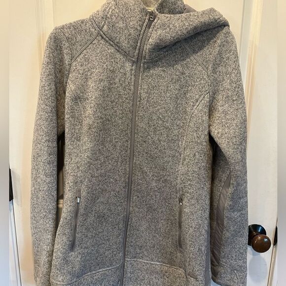 Athleta small gray long fleece zip up jacket hoodie - Picture 5 of 5